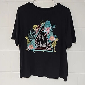 Deff Leppard 2021 Bludgeon Concert Tee Shirt Tropical Graphic 100% Cotton